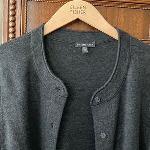 Eileen Fisher Wool Longline Charcoal Sweater $498 Retail